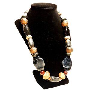 Natural Stone Necklace Agate Jasper Coral 22"